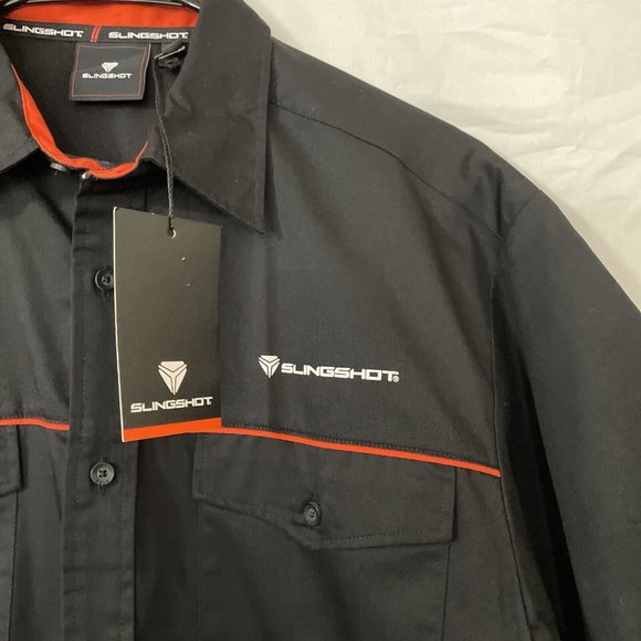 NWT Polaris Slingshot Black Button Up Dealer Men's Medium Shirt - Picture 2 of 8